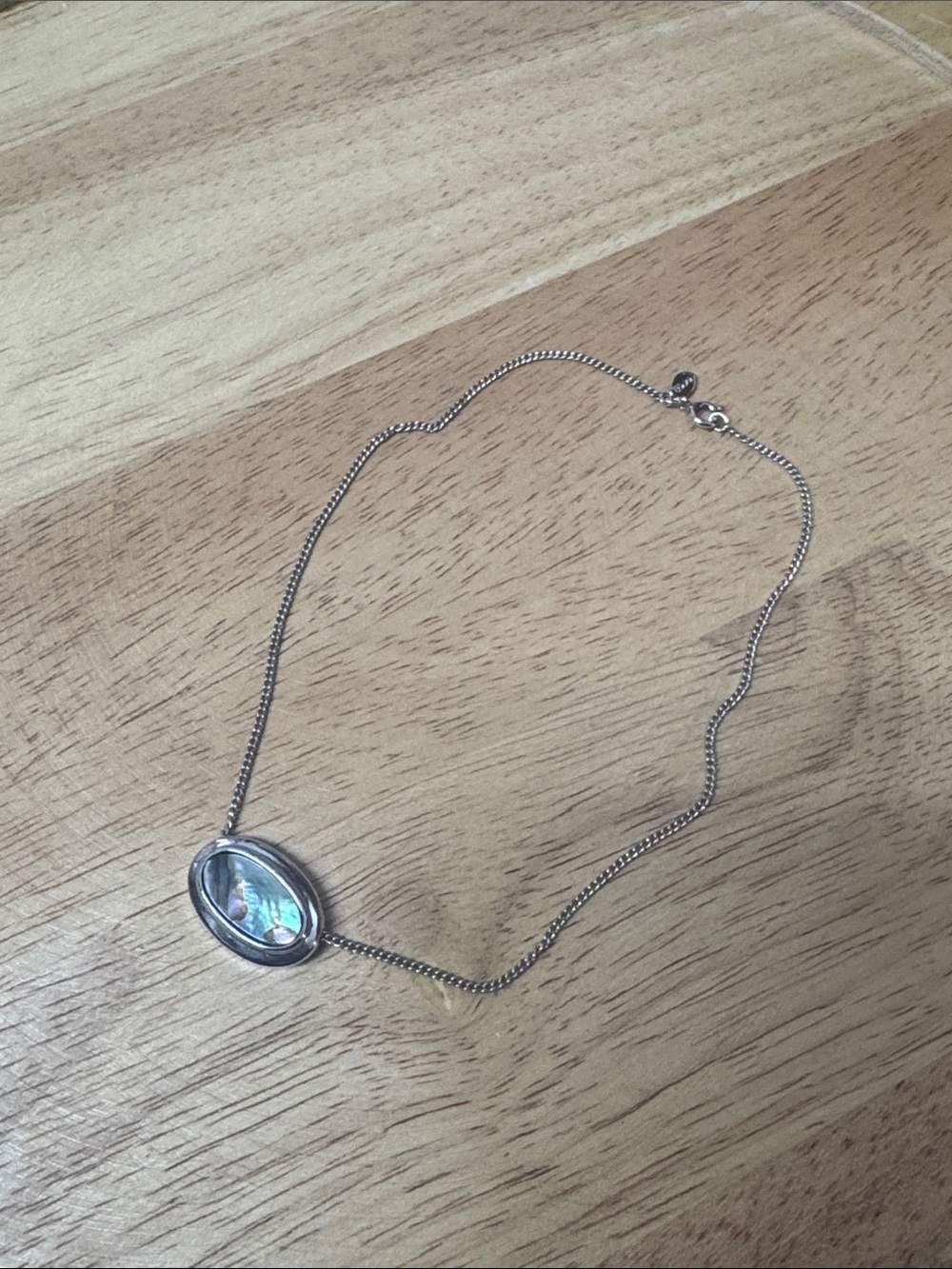 Vintage Avon Silver Abalone Pendant Necklace
